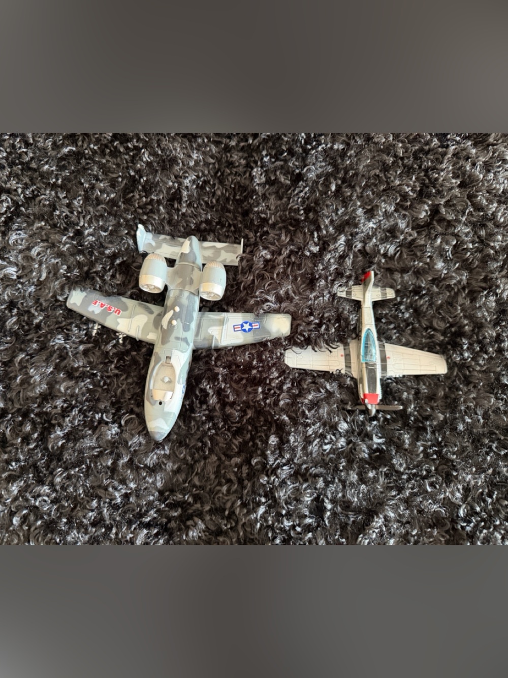 Kids Military Toy Plane Duo - Gray Camouflage & Light Gray